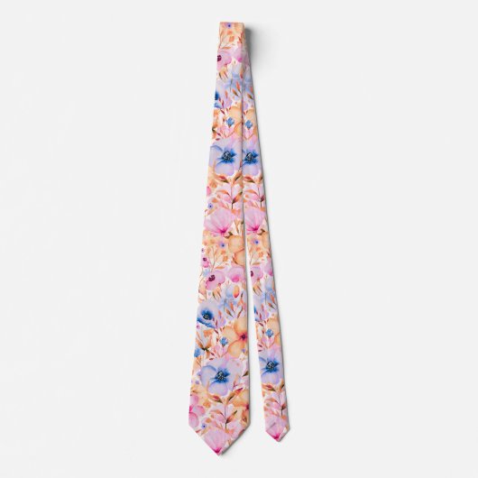 Farbige Aquarell-Wildblumen Blumenmuster Krawatte (Vorderseite)