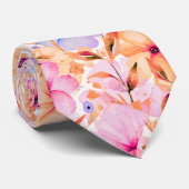 Farbige Aquarell-Wildblumen Blumenmuster Krawatte (Gerollt)