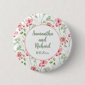 Farbige Aquarell-Wildblumen-Hochzeit Button (Vorderseite)