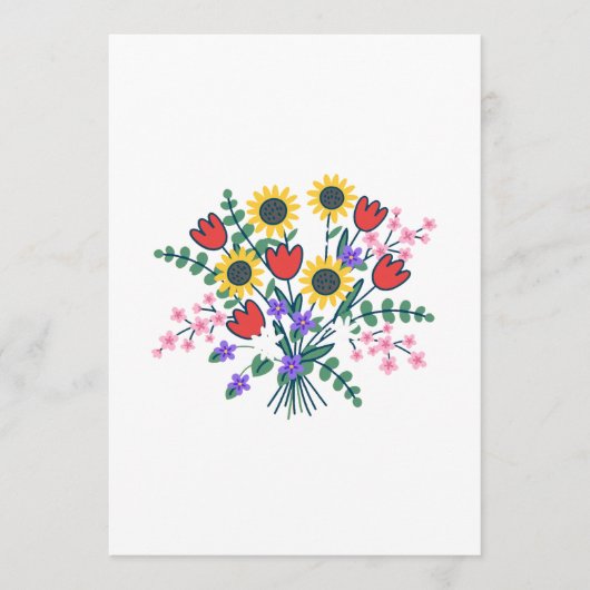 Farbige Aquarell-Wildblumen-Hochzeitsprogrammkarte Programm (Vorderseite)