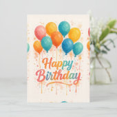 Farbige Aquarellballons Geburtstagskarte (Stehend Vorderseite)