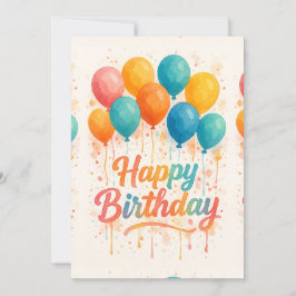 Farbige Aquarellballons Geburtstagskarte