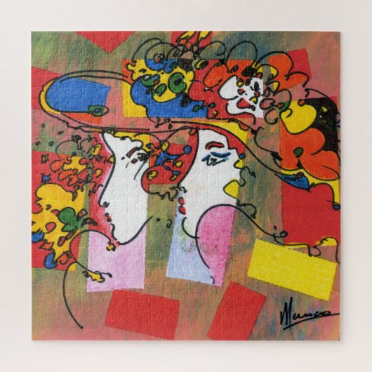 Farbige Aquarellbilder mit Blumenhaaren Puzzle (Vertikal)