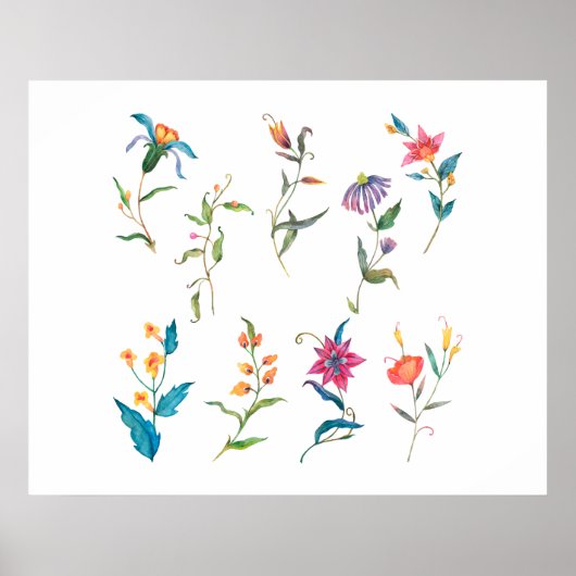 Farbige Aquarellblume II Poster (Vorne)