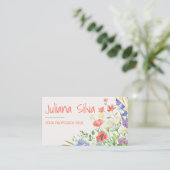 Farbige Aquarellblume mit QR Visitenkarte (Stehend Vorderseite)