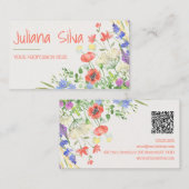 Farbige Aquarellblume mit QR Visitenkarte (Vorne/Hinten)