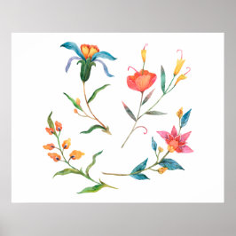 Farbige Aquarellblume       Poster