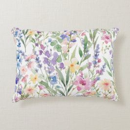 Farbige Aquarellblumen Dekokissen