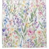 Farbige Aquarellblumen Duschvorhang (Vorderseite)