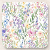 Farbige Aquarellblumen Getränkeuntersetzer (Vorderseite)