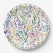 Farbige Aquarellblumen Pappteller (Vorderseite)