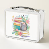 Farbige Aquarellbücher und Rucksäcke Metall Brotdose (Rückseite)