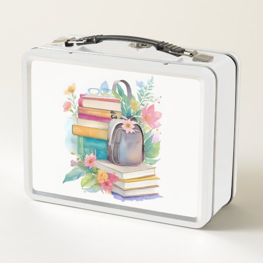 Farbige Aquarellbücher und Rucksäcke Metall Brotdose (Rückseite)