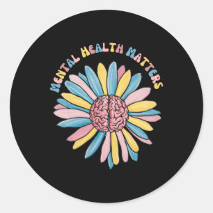 Farbige Aquarellfarbe Daisy Mental Health S Aufkle Runder Aufkleber