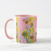 Farbige Aquarellfarbe Gelb Rosa Blütenfarbe Tasse (Links)