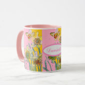Farbige Aquarellfarbe Gelb Rosa Blütenfarbe  Tasse (Vorderseite Links)