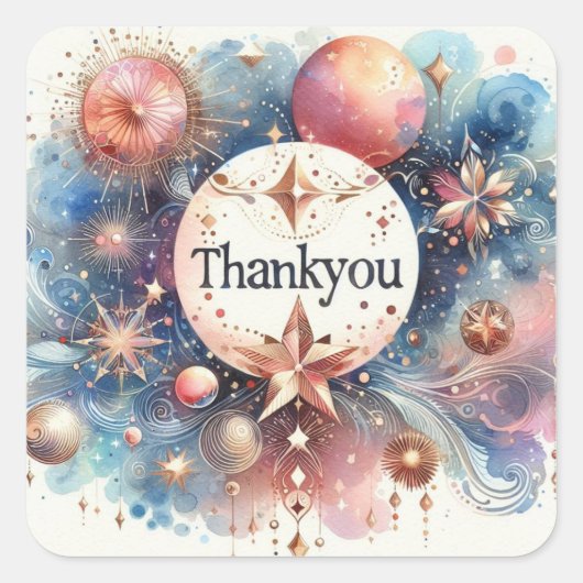 farbige Aquarellfarbe Quadratischer Aufkleber (Vorderseite)