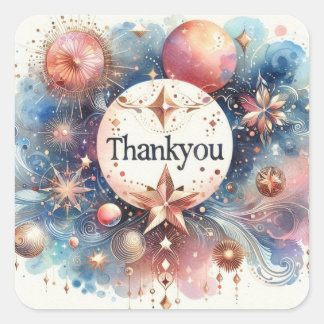 farbige Aquarellfarbe Quadratischer Aufkleber