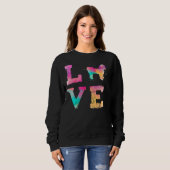 Farbige Aquarellfarbe Shih Tzu Kurze Clip Liebe R Sweatshirt (Vorne ganz)