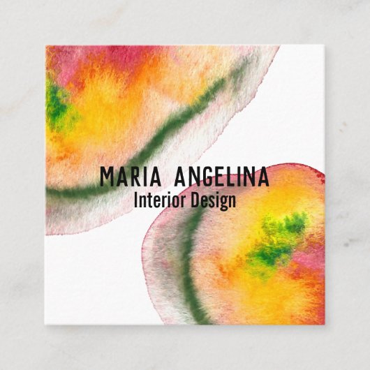 Farbige Aquarellfarben abstrakte Wirbel Quadratische Visitenkarte (Vorderseite)