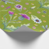 Farbige Aquarellfarben auf grünem Hintergrund Geschenkpapier (Ecke)