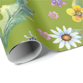 Farbige Aquarellfarben auf grünem Hintergrund Geschenkpapier (Rolleneckpunkt)