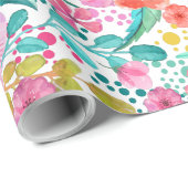 Farbige Aquarellfarben-Blume Geschenkpapier (Rolleneckpunkt)