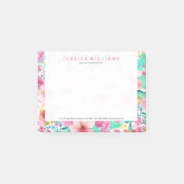 Farbige Aquarellfarben-Blume Post-it Klebezettel