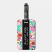 Farbige Aquarellfarben-Blume Schwarzer Akzent Mono Gepäckanhänger (Rückseite vertikal)