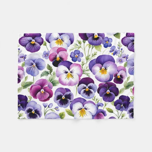 Farbige Aquarellfarben Blume Weißer Hintergrund Fleecedecke (Vorderseite (Horizontal))