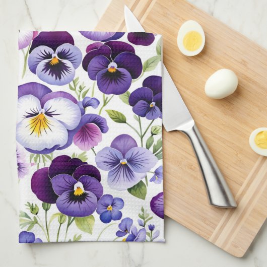 Farbige Aquarellfarben Blume Weißer Hintergrund Geschirrtuch (Viertel Falte)