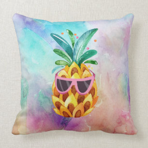 Farbige Aquarellfarben Hintergrund Niedlich Ananas Kissen