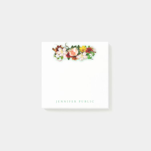 Farbige Aquarellfarben Hübsche Blume Rose Post-it Klebezettel (Vorderseite)