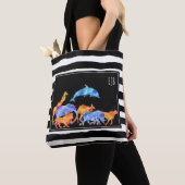 Farbige Aquarellfarben-Monogramm für Wildtierherde Tasche (Von Nahem)