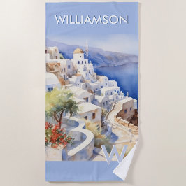 Farbige Aquarellfarben - Name des Monogramms Strandtuch