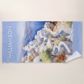 Farbige Aquarellfarben - Name des Monogramms Strandtuch (Vorderseite)