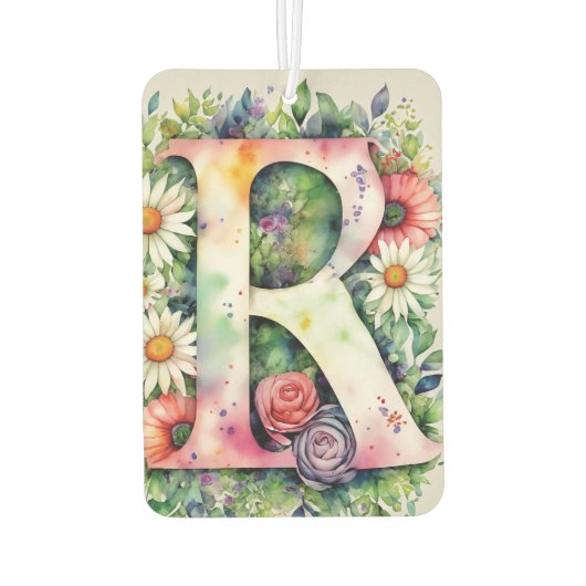 Farbige Aquarellfarben Personalisierte Monogramm-B Autolufterfrischer (Rückseite)