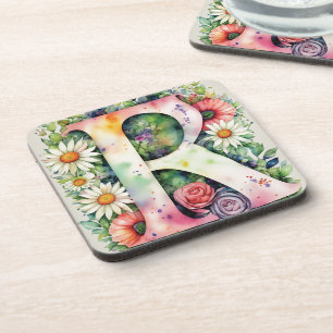 Farbige Aquarellfarben Personalisierte Monogramm-B Getränkeuntersetzer