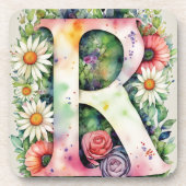 Farbige Aquarellfarben Personalisierte Monogramm-B Getränkeuntersetzer (Vorderseite)