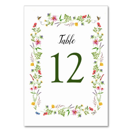 Farbige Aquarellfarben Tischnummern (Vorderseite)