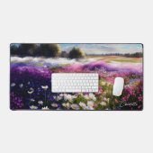 Farbige Aquarellfarben Wildblumen Personalisierter Schreibtischunterlage (Tastatur & Maus)