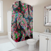 Farbige Aquarellfarbenpaisley-Blumenillustrierung Duschvorhang (Beispiel)