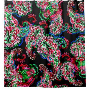 Farbige Aquarellfarbenpaisley-Blumenillustrierung Duschvorhang