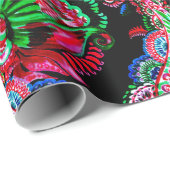 Farbige Aquarellfarbenpaisley-Blumenillustrierung Geschenkpapier (Rolleneckpunkt)