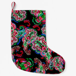 Farbige Aquarellfarbenpaisley-Blumenillustrierung  Kleiner Weihnachtsstrumpf