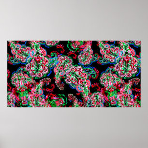 Farbige Aquarellfarbenpaisley-Blumenillustrierung  Poster