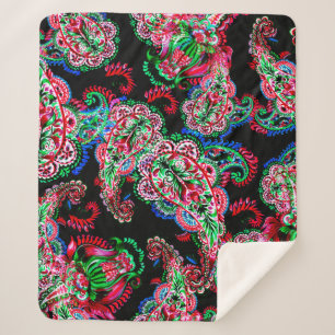 Farbige Aquarellfarbenpaisley-Blumenillustrierung Sherpadecke