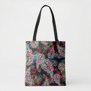 Farbige Aquarellfarbenpaisley-Blumenillustrierung  Tasche