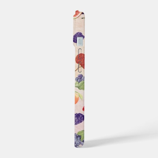 Farbige Aquarellfrüchte Kraftpapier iPhone 15 Hülle (Linke Seite)