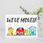 Farbige Aquarellhäuser Neue Adresskarte Ankündigung (Stehend Vorderseite)